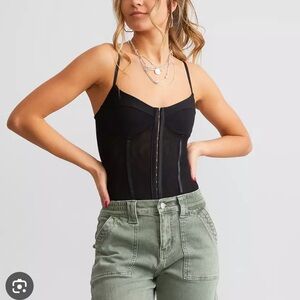 Free People Night Rhythm Corset Bodysuit